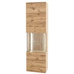 Outlet Wohnen 1-türige Schrank Vitrine aus Massivholz - Crokas