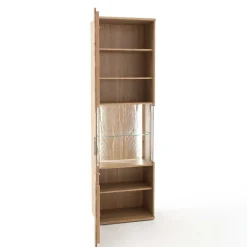 Outlet Wohnen 1-türige Schrank Vitrine aus Massivholz - Crokas