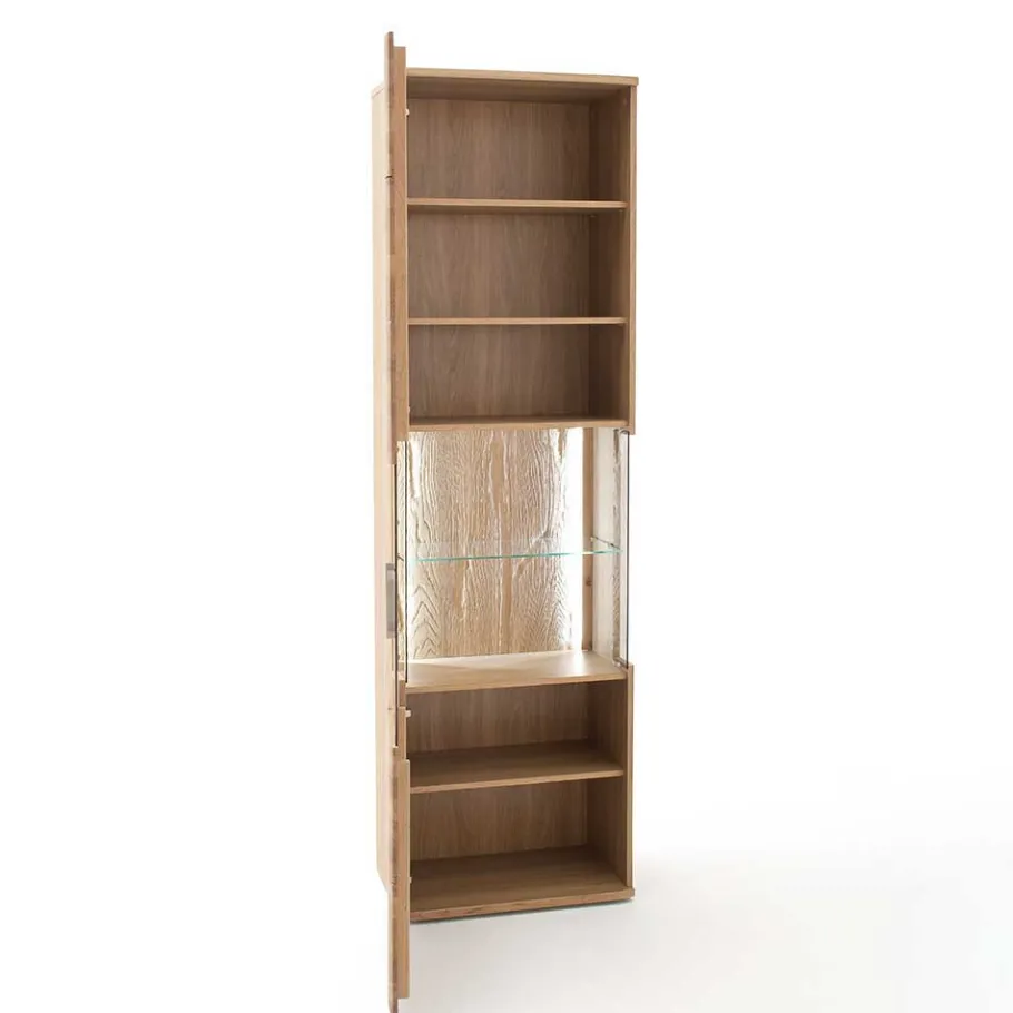 Outlet Wohnen 1-türige Schrank Vitrine aus Massivholz - Crokas
