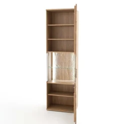 Outlet Wohnen 1-türige Schrank Vitrine aus Massivholz - Crokas