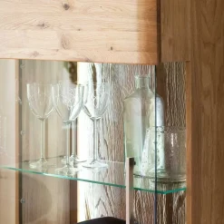 Outlet Wohnen 1-türige Schrank Vitrine aus Massivholz - Crokas