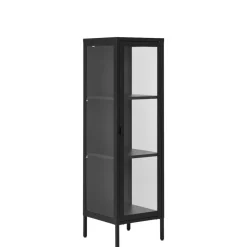 Clearance Wohnen 1-türige Vitrine in Schwarz - Baly
