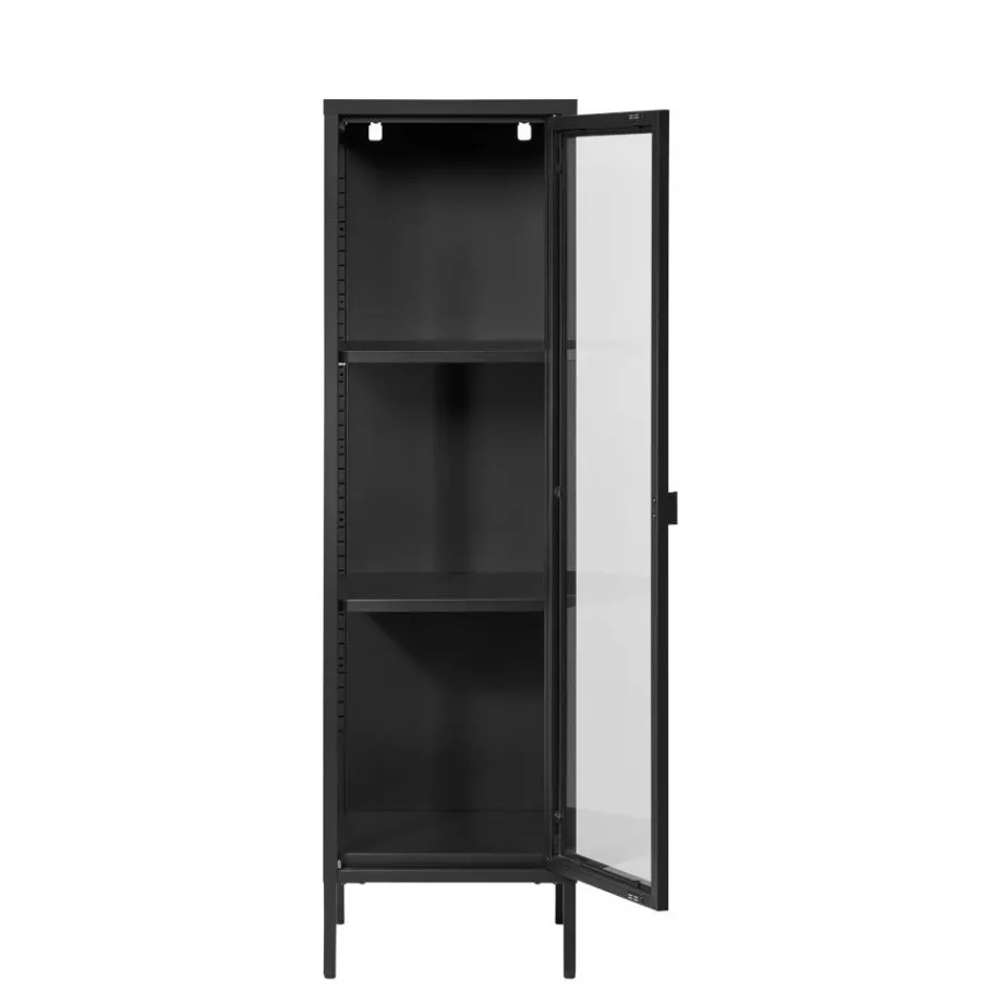 Clearance Wohnen 1-türige Vitrine in Schwarz - Baly