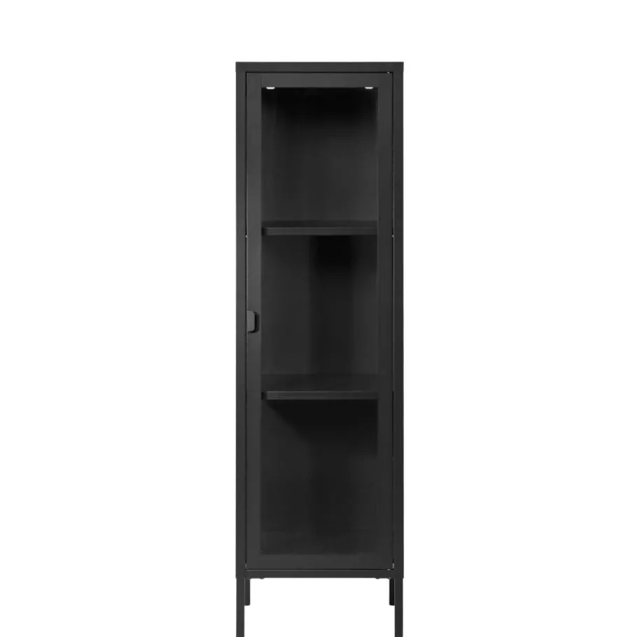 Clearance Wohnen 1-türige Vitrine in Schwarz - Baly