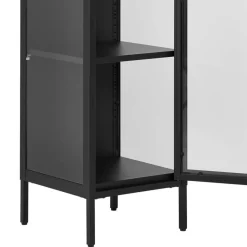 Clearance Wohnen 1-türige Vitrine in Schwarz - Baly