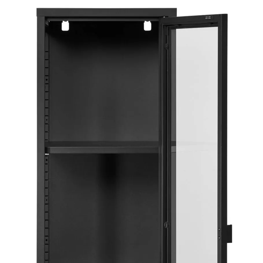 Clearance Wohnen 1-türige Vitrine in Schwarz - Baly
