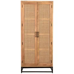 Best Wohnen 2-türiger Flurschrank aus Holz & Rattan Geflecht - Lazianus