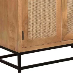 Best Wohnen 2-türiger Flurschrank aus Holz & Rattan Geflecht - Lazianus