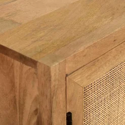 Best Wohnen 2-türiger Flurschrank aus Holz & Rattan Geflecht - Lazianus