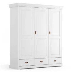 Wohnen 3-türiger Holz-Schlafzimmerschrank in Weiß - Presto