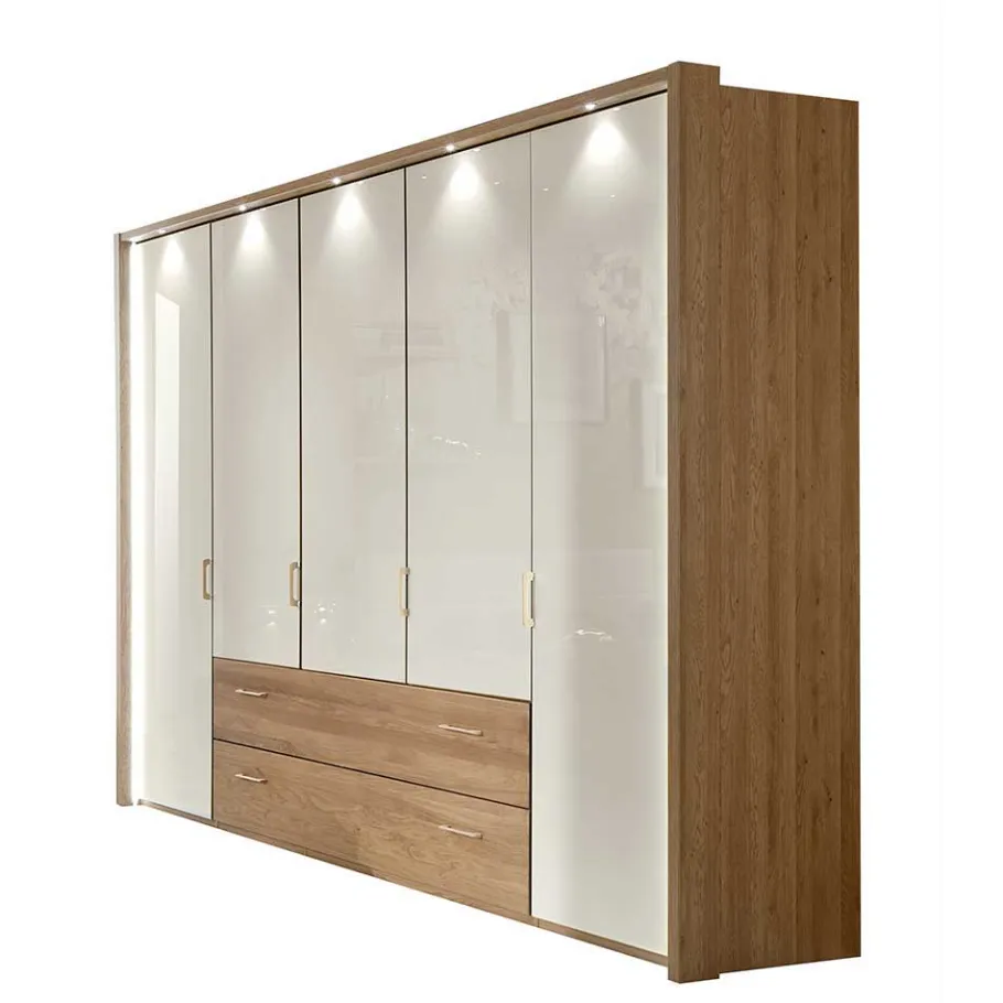 Discount Wohnen 5-türiger Kleiderschrank Anglesia in Creme und Eiche