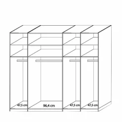 Discount Wohnen 5-türiger Kleiderschrank Anglesia in Creme und Eiche