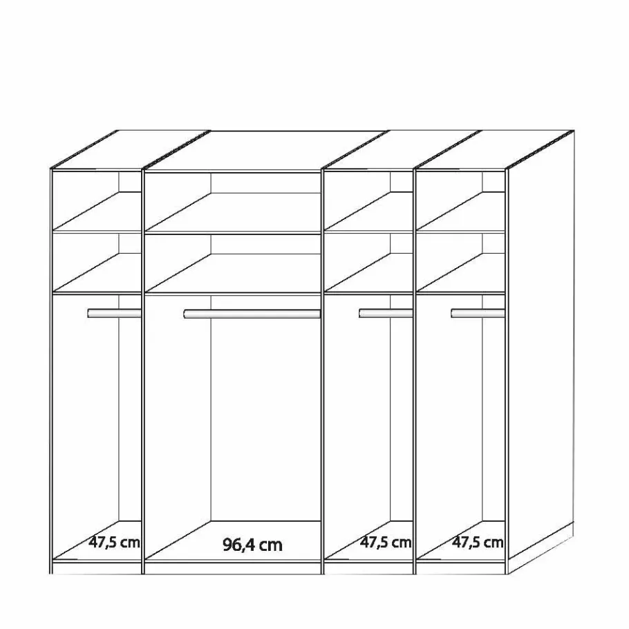 Discount Wohnen 5-türiger Kleiderschrank Anglesia in Creme und Eiche