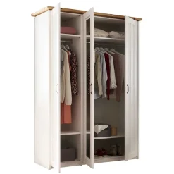 Sale Wohnen 3-türiger Kleiderschrank in Weiß & Eiche Dekor - Malvissa