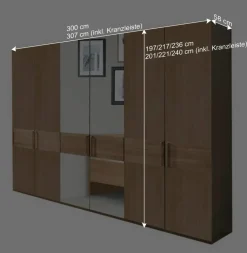 Discount Wohnen 6-türiger Kleiderschrank mit 2 Spiegeln - Emdsiva III