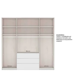 Wohnen 4-türiger Kombi-Schlafzimmerschrank in Dunkelgrau - Mataram