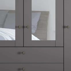 Wohnen 4-türiger Kombi-Schlafzimmerschrank in Dunkelgrau - Mataram