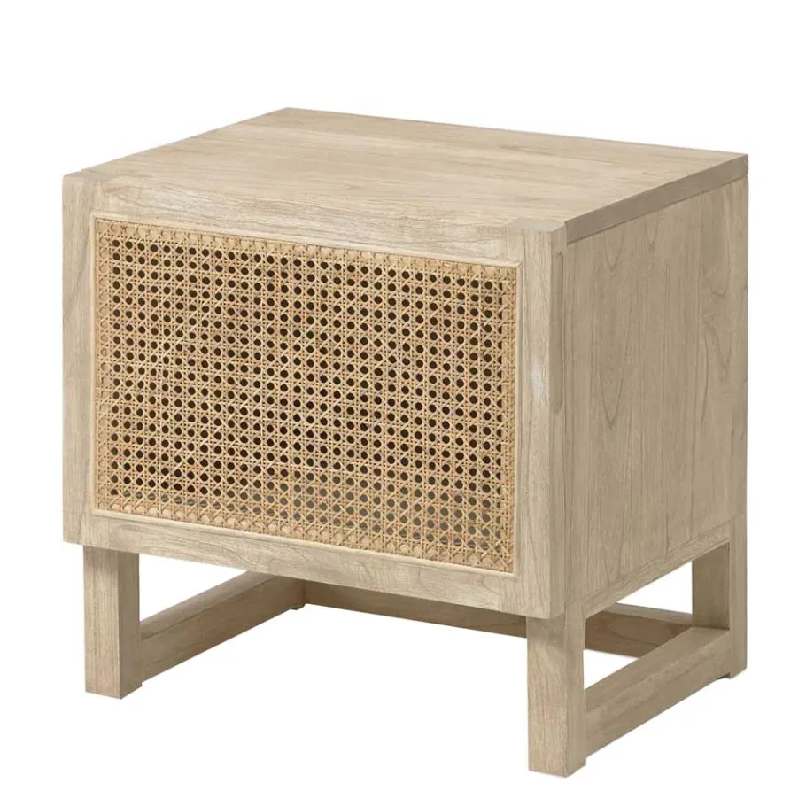 New Wohnen 1-türiger Nachtschrank mit Rattan Wiener Geflecht - Bertino