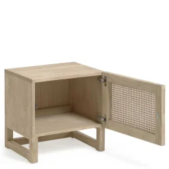 New Wohnen 1-türiger Nachtschrank mit Rattan Wiener Geflecht - Bertino