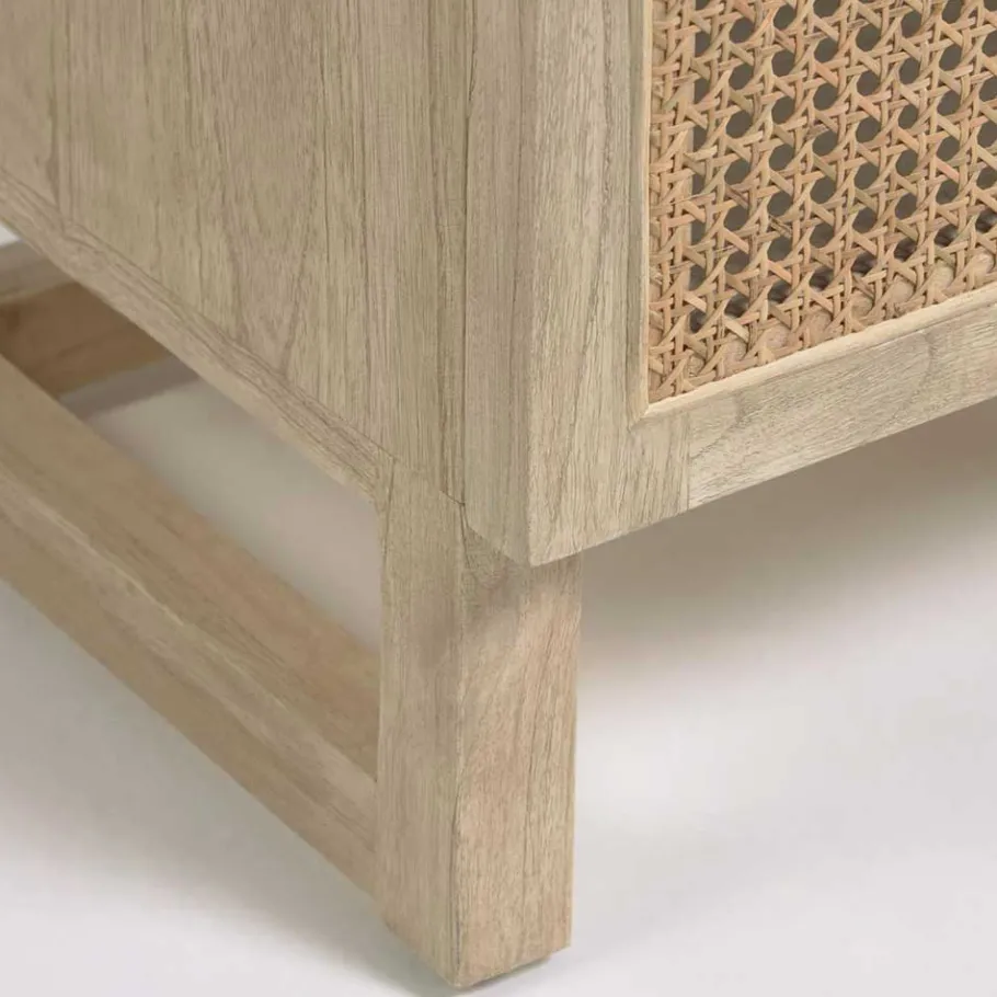 New Wohnen 1-türiger Nachtschrank mit Rattan Wiener Geflecht - Bertino
