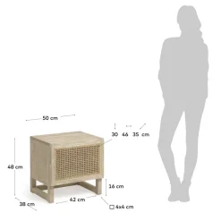 New Wohnen 1-türiger Nachtschrank mit Rattan Wiener Geflecht - Bertino