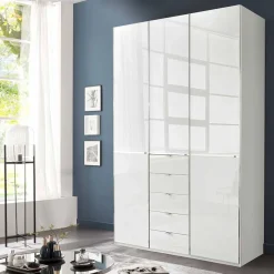New Wohnen 3-türiger Schlafzimmerschrank in Weiß Glasfront - Rocca