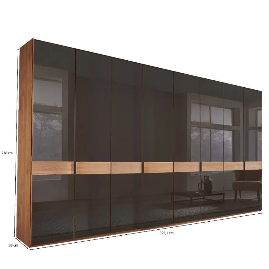 Best Wohnen 8-türiger Schlafzimmerschrank mit Glasfront - Hung
