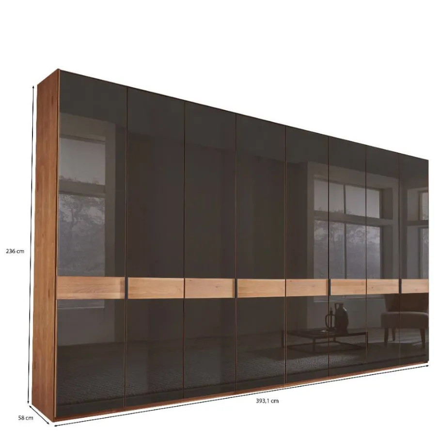 Best Wohnen 8-türiger Schlafzimmerschrank mit Glasfront - Hung