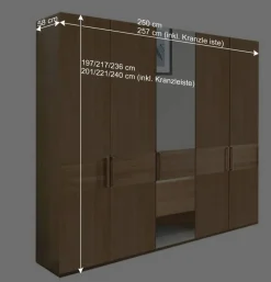 New Wohnen 5-türiger Schlafzimmerschrank in Eiche - Emdsiva