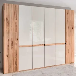Clearance Wohnen 6-türiger Schlafzimmerschrank in Kernbuche & Beige - Krofun