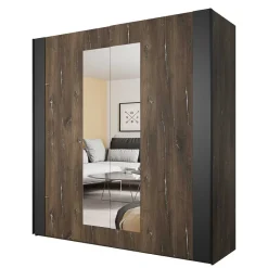 Outlet Wohnen 2-türiger Schwebetürenschrank mit Spiegel - 200x213x64 - Rose