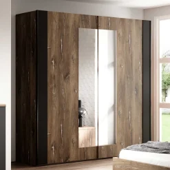 Outlet Wohnen 2-türiger Schwebetürenschrank mit Spiegel - 200x213x64 - Rose