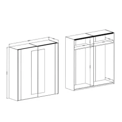 Outlet Wohnen 2-türiger Schwebetürenschrank mit Spiegel - 200x213x64 - Rose