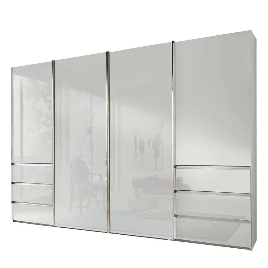 Online Wohnen 4-türiger Schwebetürenschrank in Weiß - Highlamp