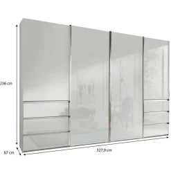 Online Wohnen 4-türiger Schwebetürenschrank in Weiß - Highlamp