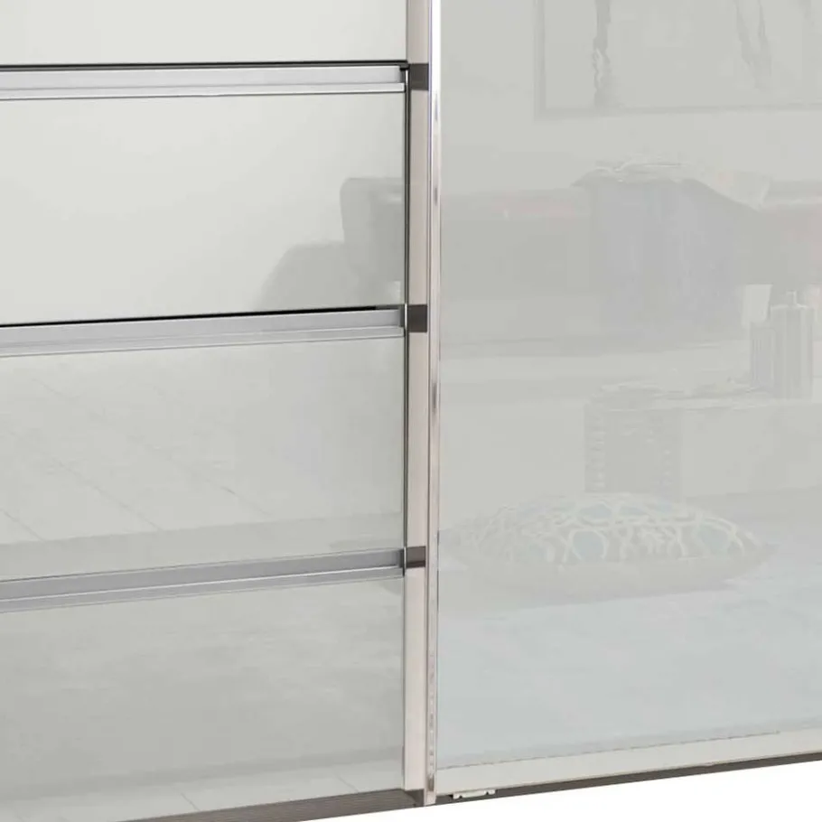 Online Wohnen 4-türiger Schwebetürenschrank in Weiß - Highlamp