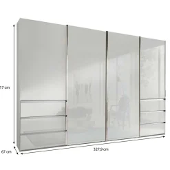 Online Wohnen 4-türiger Schwebetürenschrank in Weiß - Highlamp