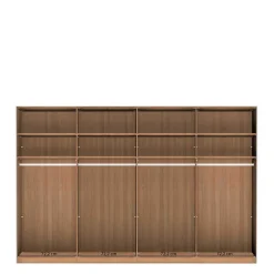 New Wohnen 4-türiger Schwebetürenschrank in Eiche Bianco - Brownie