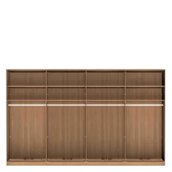 New Wohnen 4-türiger Schwebetürenschrank in Eiche Bianco - Brownie