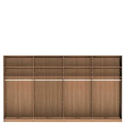New Wohnen 4-türiger Schwebetürenschrank in Eiche Bianco - Brownie
