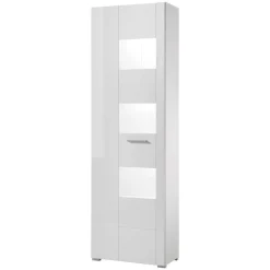 New Wohnen 1-türiger Vitrinenschrank in Weiß Hochglanz - Timmona