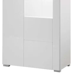 New Wohnen 1-türiger Vitrinenschrank in Weiß Hochglanz - Timmona
