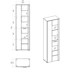 New Wohnen 1-türiger Vitrinenschrank in Weiß Hochglanz - Timmona