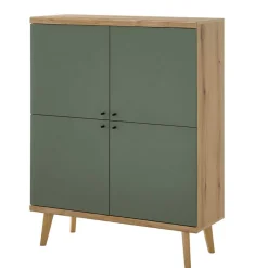 Best Wohnen 4-türiges Highboard in Graugrün und Wildeiche - Oliva