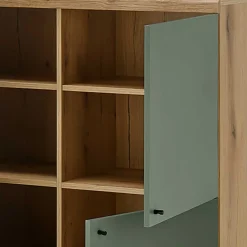 Best Wohnen 4-türiges Highboard in Graugrün und Wildeiche - Oliva