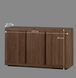 Best Wohnen 3-türiges Sideboard aus Teak Massivholz - Myons
