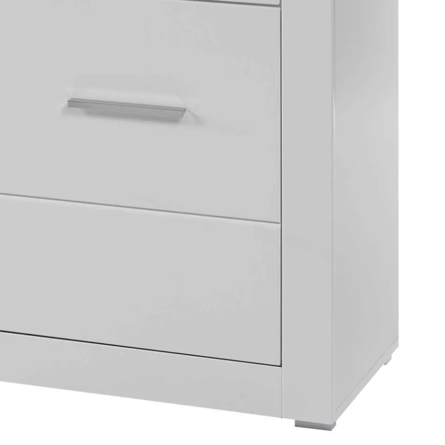 Discount Wohnen 3-türiges Sideboard in Hochglanz Weiß & Glas Yulis mit 2 Schubladen