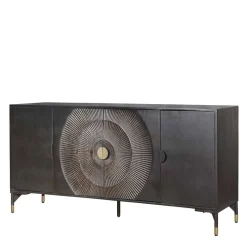 Outlet Wohnen 4-türiges Sideboard in Schwarz und Messing - Alkatar