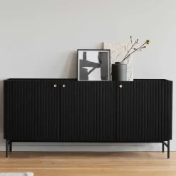Best Wohnen 3-türiges Sideboard in Schwarz - Hemorian