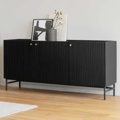 Best Wohnen 3-türiges Sideboard in Schwarz - Hemorian